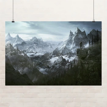 Постер Скайрім, горна панорама, Skyrim, The Elder Scrolls V, TES, плакат для геймера, A3 28×42 см (id0945)