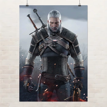 Постер Відьмак Геральт на полі бою, Witcher, плакат для геймера, A3 42×30 см (id2017)