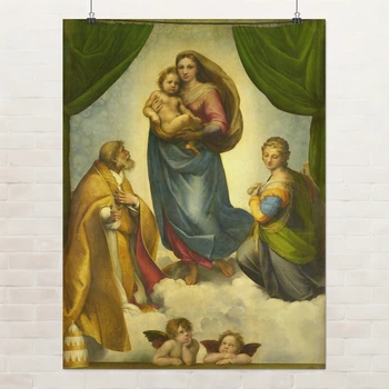 Постер Сикстинская Мадонна, Рафаэль, Raphael, Sistine Madonna, A3 40×30 см (id6652)