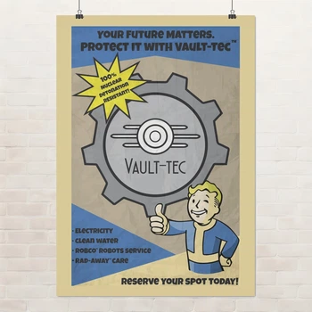 Постер Фаллаут, агитационная листовка Vault-Tec, Fallout, плакат для геймера, A3 42×30 см (id2169)