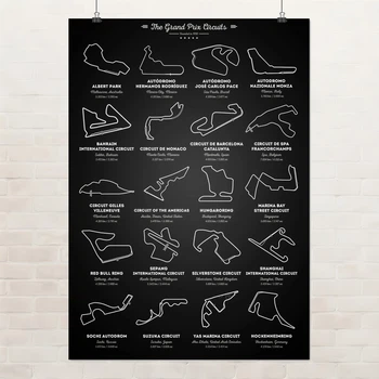 Постер Формула-1, мировые трассы, F1, Formula One, гонки, спорт, A2 60×42 см (id3954)