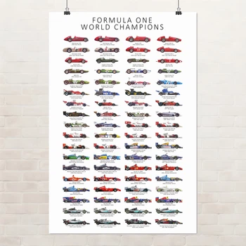 Постер Формула 1, мировые чемпионы 1950-2021 годов, Formula 1, F1, гонки, спорт, A3 42×28 см (id3057)