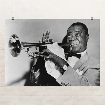Постер Луи Армстронг с трубой, Louis Armstrong, jazz, джаз, постер музыканта, A3 30×42 см (id1738)
