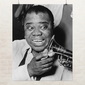 Постер Луи Армстронг с трубой, Louis Armstrong, jazz, джаз, постер музыканта, A3 38×30 см (id1739)