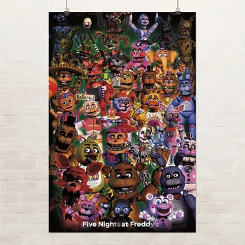 Постер Пять ночей с Фредди, Five Nights at Freddy's, все персонажи FNAF, A3 42×28 см (id6273)