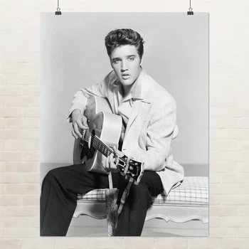 Постер Элвис Пресли с акустической гитарой, Elvis Presley, король рок-н-ролла, A2 60×45 см (id1746)