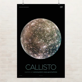 Постер Каллисто, спутник Юпитера, Callisto, NASA, НАСА, космос, астрономия, A3 42×27 см (id7087)