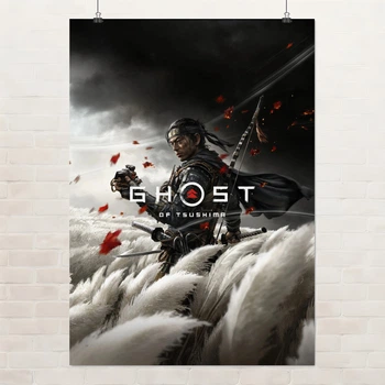 Постер Призрак Цусимы, Ghost of Tsushima, Япония, самурай, A2 60×43 см (id7167)