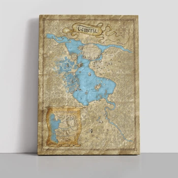 Интерьерная картина Ведьмак, карта королевства Темерия, Witcher, Temeria, RPG, 42×30 см (id7238)