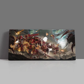 Интерьерная картина Вархаммер 40000, Кровавые Ангелы, тираниды, Warhammer 40000, W40K, Blood Angels, 60×144 см (id7237)