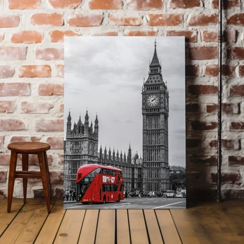 Интерьерная картина Англия, Лондон, Биг Бэн и красный автобус, London, England, интерьерный декор, 85×60 см (id2428)