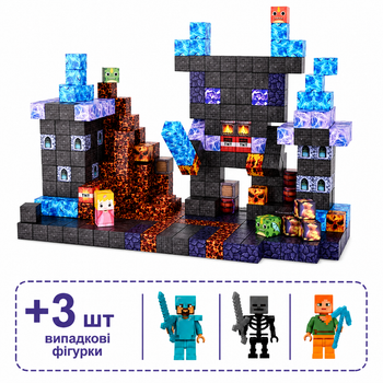 Магнитный конструктор Minecraft 100 шт + ПОДАРОК 3 фигурки по игре Майнкрафт Замок Mk001016