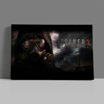 Интерьерная картина Сталкер 2, Stalker 2, противогаз, Чернобыль, плакат для геймера, 28×42 см (id3515)