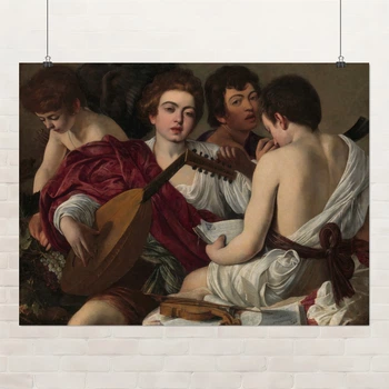 Постер Караваджо, Музыканты (Концерт), Caravaggio, репродукция картины, A2 45×60 см (id7010)