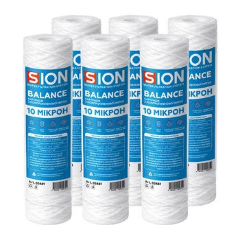 Комплект картриджів з поліпропіленової нитки Sion BALANCE 2.5”x10” 10 мкм - 6 шт