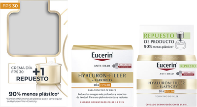 Zestaw do pielęgnacji twarzy Eucerin Hyaluron-Filler Elasticity Krem na dzień SPF30 50 ml + Wymienny wkład 50 ml (4005800386107)