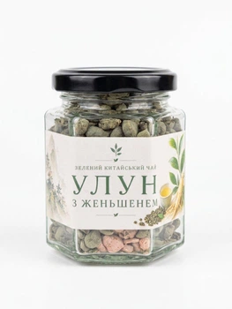 Улун с женьшенем зеленый китайский чай в стеклянной банке 100 г