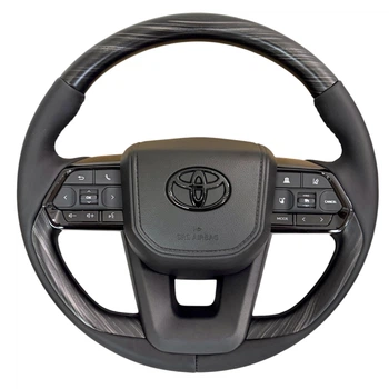 Кермо для Toyota Land Cruiser 100, Prado 120. В стилі LC300. Сіре дерево. Чорний логотип. В зборі.