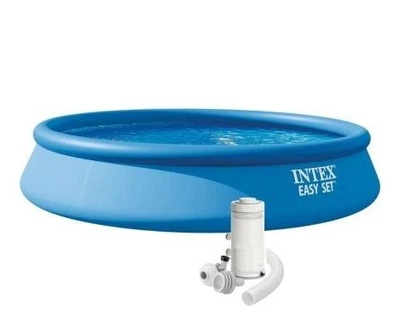 Надувний басейн Intex 28158 cиній з ПВХ круглий на 9792 л з картриджним фільтр-насосом 2006 л/год 457х84 см (9-163-28158)
