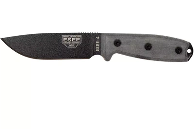 Ніж туристичний для польової кухні ESEE Model 4 Black Grey Micarta ESEE-4P-B