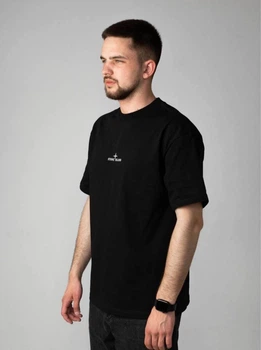 Чоловіча літня футболка Stone Island з принтом XL чорна (MSI10002)
