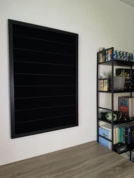 Стенд/панель/дошка для шевронів і патчів, XL (60x90см), чорна рамка, чорні смужки