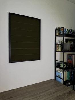 Стенд/панель/дошка для шевронів і патчів, L (50x70см), чорна рамка, смужки хакі