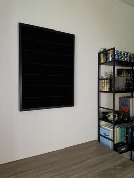 Стенд/панель/дошка для шевронів і патчів, L (50x70см), чорна рамка, чорні смужки