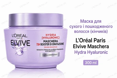 Маска для сухого і пошкодженого волосся (кінчиків) L'Oréal Paris Elvive Maschera Hydra Hyaluronic 300 ml