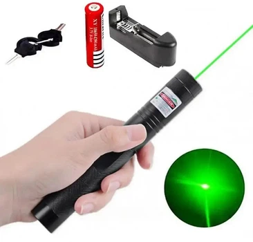 Лазерна указка Green Laser pointer, аккумуляторный диодный лазер-указка, дальность луча 10000 м в темноте, черная