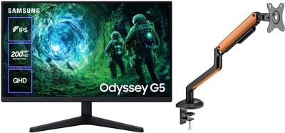Набор Монитор 27" Samsung Odyssey G5 (LS27FG532EIXUA) + Настольное крепление для монитора ITech LDT63-C012GL 17"-32"