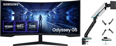 Набор Монитор 34" Samsung Odyssey G5 C34G55T (LC34G55TWWIXUA) + Настольное крепление для монитора ITech LDT96-C012 24"-57"