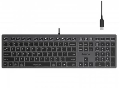 Клавиатура A4Tech FX60H "Fstyler", Black/Grey, USB, белая LED подсветка, 2xUSB