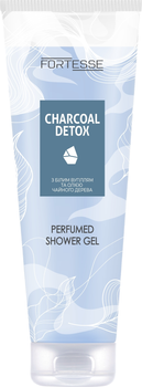 Парфюмированный гель для душа Fortesse Pro Charcoal Detox с белым углём и маслом чайного дерева 270 мл (4823115508164)