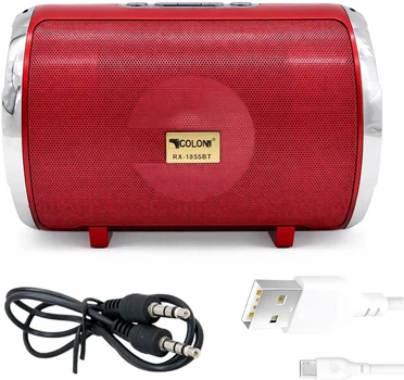 Портативна колонка RX 1855BT Bluetooth акустика 10Вт бездротова колонка з акумулятором USB AUX аудіосистема для смартфона ноутбука ПК TV компактна переносна музична колонка для дому офісу подорожей відпочинку на природі червона