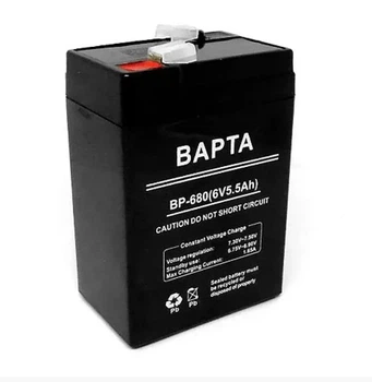 Акумулятор BAPTA BP-680 6V 5.5Ah AGM батарея для ваг ліхтарів світильників ДБЖ резервного живлення герметичний необслуговуваний акумулятор для UPS аварійних систем торгового обладнання побутових приладів та електроніки