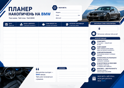Магнитный планер накоплений на автомобиль BMW A3 для холодильника, многоразовый финансовый трекер целей и сбережений