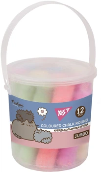 Мел цветной YES Pusheen Jumbo 12 шт в ведре (400550) (5056574458001)