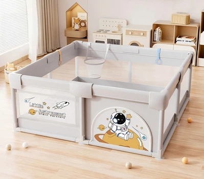 Детский игровой манеж Terrio Astronaut S 120×120 см серый для малышей, с ручками и 60 цветными мячиками