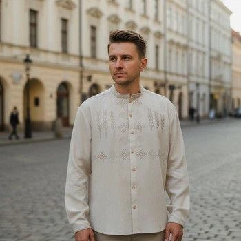 Вишиванка чоловіча на стійку Колос S Льон