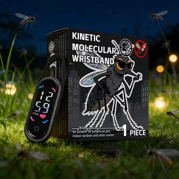 Электронный отпугиватель комаров Kinetic Molecular Wristband, портативное устройство с дисплеем, для одежды, сумки, рюкзака и дома, черный