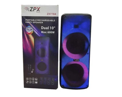 Портативна акустична Bluetooth-колонка з RGB-підсвічуванням і 2 бездротовими мікрофонами ZPX-7784 2х10" 300Вт 95х22х25 см