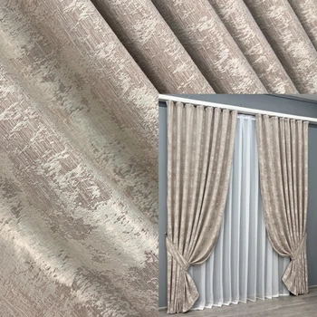 Комплект готовых штор VR-Textil Жаккард Sultan YL № 1206ш Серо-бежевый 150х270 см 2 шт (33-0027)