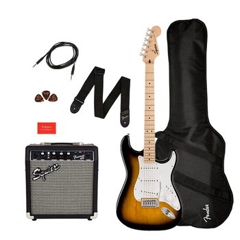 Гитарный набор Squier by Fender Sonic Stratocaster MN 2-Color (Sunburst) + чехол, комбоусилитель и аксессуары