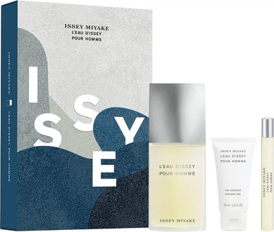 Набір для чоловіків Issey Miyake L'eau D'issey Pour Homme Туалетна вода 125 мл + Гель для душу 50 мл + Мініатюра Туалетна вода 10 мл (3423222119683)
