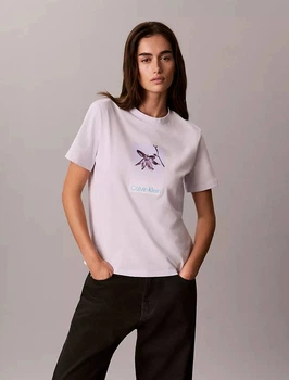 Жіноча футболка Calvin Klein з графічним принтом, колір ліловий, розмір M