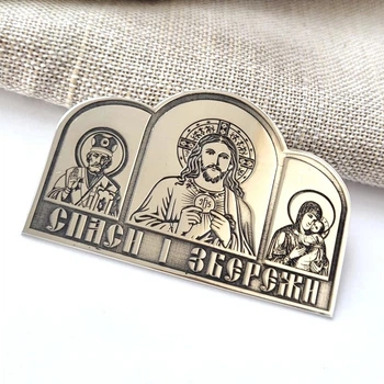 Серебряная автомобильная иконка водителя, ладанка в машину Святые, 925 проба (1035)