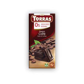 Черный шоколад Torras с кофе, без сахара и глютена, 75г (Испания)
