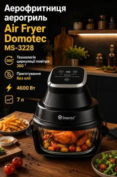 Аэрогриль со стеклянной чашей 7 л 4600 Вт Domotec MS-3228 / Воздушная фритюрница / Аэрофритюрница без масла / Мультипечь (ms-3228)