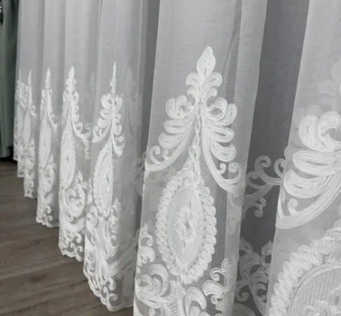 Тюль бамбук. Цвет айвори